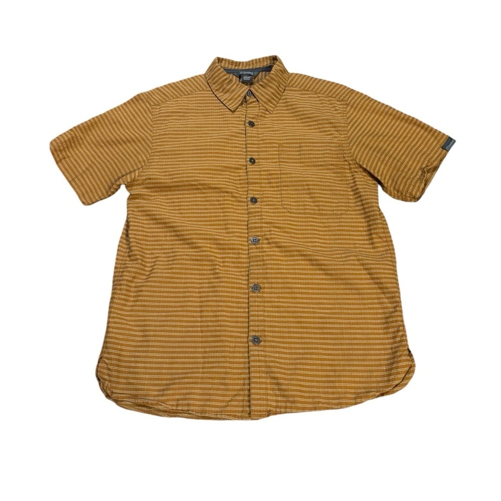 Cloudveil Short Sleeve Button Down Yellow and White Plaid‎ Size Small